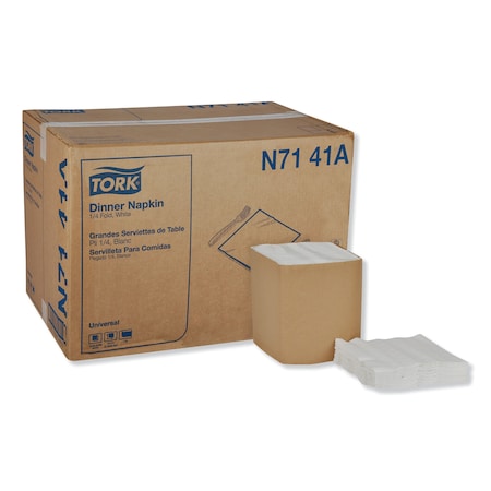 Tork Tork White Dinner Napkin, 1/4 Fold 1-ply, 17" x 16.9", 12 x 334 napkins, N7141A, PK4008 N7141A